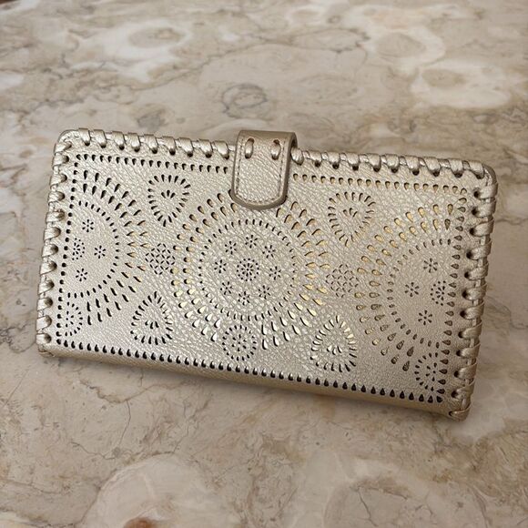 Madison West Travel Collection Large Passport Wallet - Laser Cut Rose Gold - Picture 3 of 13